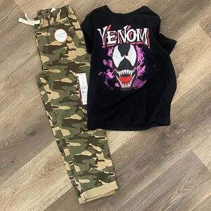 Wonder Nation Camo Pants and Black Tee Set.